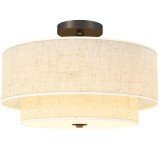 HOMCOM Plafonieră, Pendul decorativ cu două abajuri din p&acirc;nză, Crem | Aosom Romania