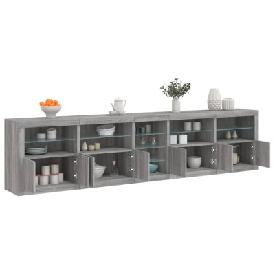 vidaXL Dulap cu lumini LED, gri sonoma, 283x37x67 cm 3209028 foto