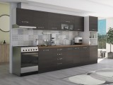 Bucatarie Laura 380, wenge, blat termic nuc, corp hota, soldat