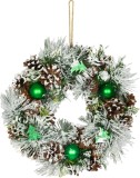 Coronita de Craciun suspendabila MagicHome, verde-alb, 30 cm