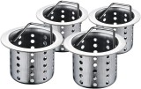 Set de 4 site pentru chiuveta Windaly, otel inoxidabil, argintiu, 3,2 x 3,3 x 4,6 cm