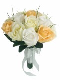 Buchet mediu personalizabil cu trandafiri si verdeata (Alb, Crem, Somon), Eventissimi&reg;