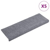 Covorase autoadezive pentru scari, 5 buc., 65x21x4 cm, gri deschis, cu margine dreptunghiulara