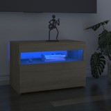 vidaXL Comode TV cu lumini LED, 2 buc., stejar Sonoma, 60x35x40 cm