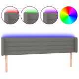 Cumpara ieftin Tablie de pat cu LED, gri inchis, 163x16x78/88 cm, textil
