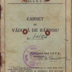 HST A2303 Carnet de văduvă de războiu, România, perioada interbelică