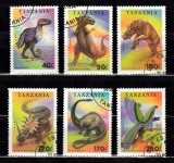 A12 S1 4 - Timbre foart vechi - Tanzania - animale preistorice, Fauna, Stampilat