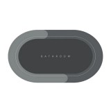 Covoras de Baie Antiderapant, uscare rapida,TopBazar, Oval, 55 x 40 cm, Gri inchis