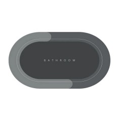 Covoras de Baie Antiderapant, uscare rapida,TopBazar, Oval, 55 x 40 cm, Gri inchis