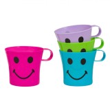 Set 4 Pahare Plastic Multicolor Smile 350ml cu M&acirc;ner - Pahare Copii, Bauturi Reci, Picnic, Petreceri