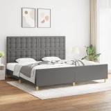 Cumpara ieftin Cadru de pat fără saltea, gri &icirc;nchis, 200x200 cm, textil