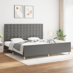 vidaXL Cadru de pat fără saltea, gri &icirc;nchis, 200x200 cm, textil