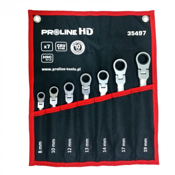 Set chei combinate cu clichet Proline HD, CR-VA, 8-19 mm, 7 piese