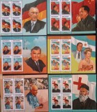 Montserrat 1998 personalități Kennedy, Ghandhi, Mao, Eva Peron, Picasso serie 12 blocuri de 4 plus colita neștampilată