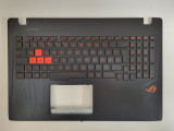 Carcasa superioara cu tastatura palmrest Laptop, Asus, ROG GL553VW, 90NB0DC1-R30130, iluminata, conector 4 pini, taste portocalii, layout DE (germana)
