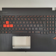 Carcasa superioara cu tastatura palmrest Laptop, Asus, ROG GL553VW, 90NB0DC1-R30130, iluminata, conector 4 pini, taste portocalii, layout DE (germana)