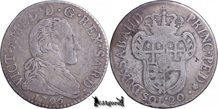 1796, 20 Soldi - Victor Amadeus al III-lea - Ducatul de Savoia