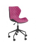 Scaun birou copii HM Matrix, Ergonomic, Cadru Metalic, Stofa/Piele ecologica, Roti pivotante, 100 Kg, Negru/Roz, Multicolor