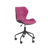 Scaun birou copii HM Matrix, Ergonomic, Cadru Metalic, Stofa/Piele ecologica, Roti pivotante, 100 Kg, Negru/Roz