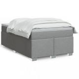 vidaXL Pat box spring cu saltea, gri deschis, 120x190 cm, textil 3285116