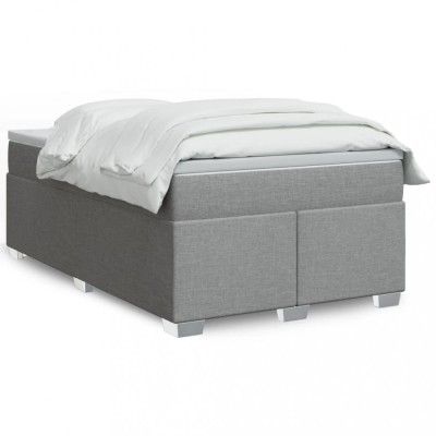 vidaXL Pat box spring cu saltea, gri deschis, 120x190 cm, textil 3285116 foto