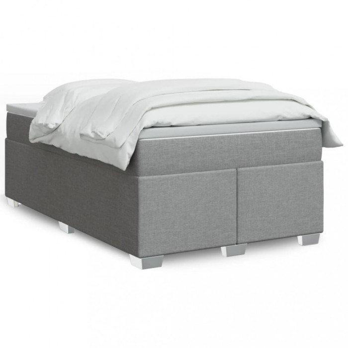 vidaXL Pat box spring cu saltea, gri deschis, 120x190 cm, textil 3285116