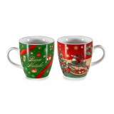 Set 2 cani Craciun portelan multicolor in cutie cadou PI &Oslash; 5,5 x 6 H, 70 ml