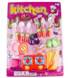 Set Mare de Gatit Roz din Plastic pentru Copii Peste 3 Ani, Include Aragaz, Oala si Ustensile, Jucarie Mica Gospodina