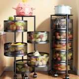 Organizator de bucatarie mobil cu cinci cosuri rotative pentru fructe si legume