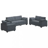 Cumpara ieftin Set de canapele cu perne, 3 piese, gri inchis, catifea
