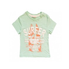Tricou verde baietel cu imprimeu surfer