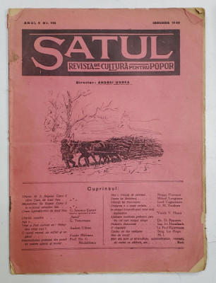 SATUL , REVISTA DE CULTURA PENTRU POPOR , ANUL X , NR. 110 , IANUARIE , 1940 foto