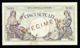 Romania - 500 Lei 1924 Specimen, varianta fara semnaturi. Bancnota ft rara !