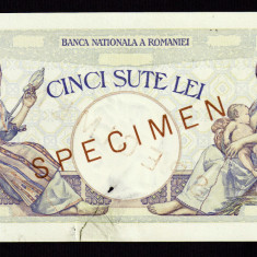 Romania - 500 Lei 1924 Specimen, varianta fara semnaturi. Bancnota ft rara !