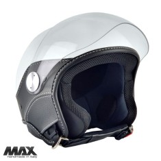 Casca open face pentru scuter - motocicleta (demi-jet) Max Helmets model DJ06 LS Vision (V2B) culoare: alb lucios (000) &ndash; 100% MADE IN ITALY L1 (59cm)