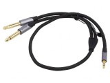Cablu Audio Jack 3.5mm la Jack 6.3mm x2 1m Negru PVC, Vention