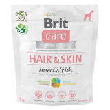 Brit Care Hair &amp; Skin Adult S-XL, Insecte și Pește, hrană uscată fără cereale c&acirc;ini, piele și blană, 1kg