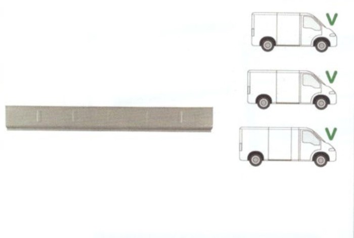 Prag interior CITROEN JUMPER (230), 06.1994-2006; Fiat DUCATO (230), 03.1994-2006; Peugeot BOXER (230), 06.1994-2006, partea stanga=dreapta, otel gal