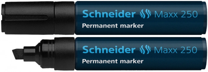 Permanent Marker Schneider Maxx 250, Varf Tesit 2+7mm - Negru