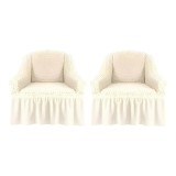 Set 2 Huse Fotoliu Elastice cu Volane, Alb - HEP71