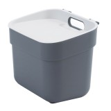 Cos gunoi Curver Ready to Collect 252032, plastic, forma dreptunghiulara, gri inchis, cu capac, 5 L