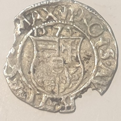 Ungaria 1 denar / denier 1573 KB argint Maximilian ll foto