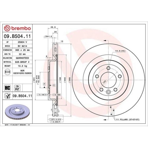 Set disc frana Land Rover Defender Estate (L663) 09.19-, Defender Van (L663) 02.20-, Discovery 5 (L462) 09.16-, Discovery 5 Van (L462) 09.16-, Range