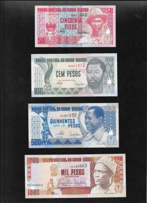 Set Guinea Guineea Bissau 50 + 100 + 500 + 1000 pesos aunc/unc foto