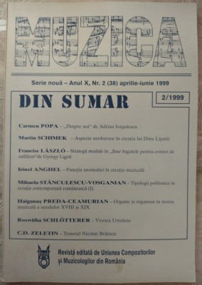 REVISTA MUZICA NR. 2/1999:Dinu Lipatti/Adrian Iorgulescu/Irinel Anghel/N.Brandus foto