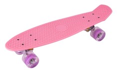 Skateboard roz cu roti luminoase, 56 cm x 15 cm, MalPlay 110183