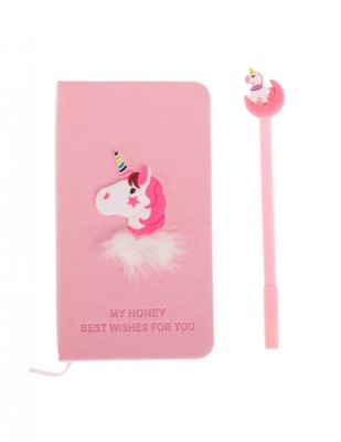 Set Cadou pentru Copii Caiet cu Unicorn finisat cu piele Ecologica Pix cu Unicorn foto