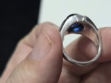Superb inel vintage argint cu spinel albastru si zirconii