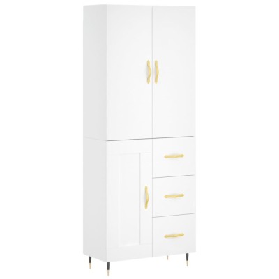 Dulap inalt, alb, 69,5x34x180 cm, lemn compozit foto