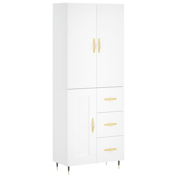 Dulap inalt, alb, 69,5x34x180 cm, lemn compozit